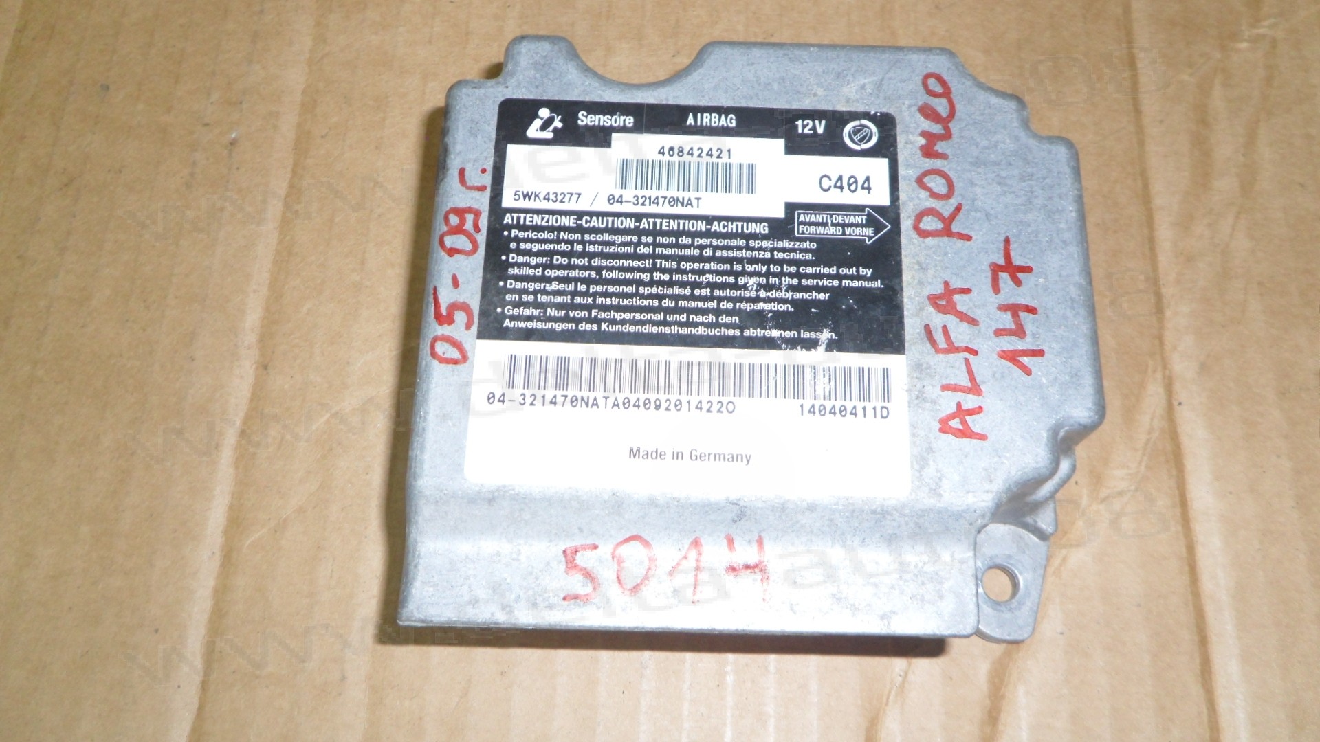 Сензор Airbag за Alfa Romeo 147 2005-2009г., 5WK43277, 46842421