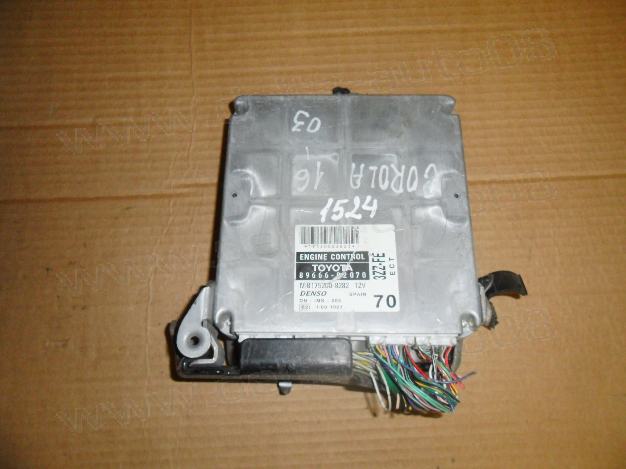 Компютър двигател за Toyota Corolla, 1.6 VVT-i, 2002-2006г., 89666-02070, 8966602070, MB175200-8282, MB1752008282, 3ZZ-FE