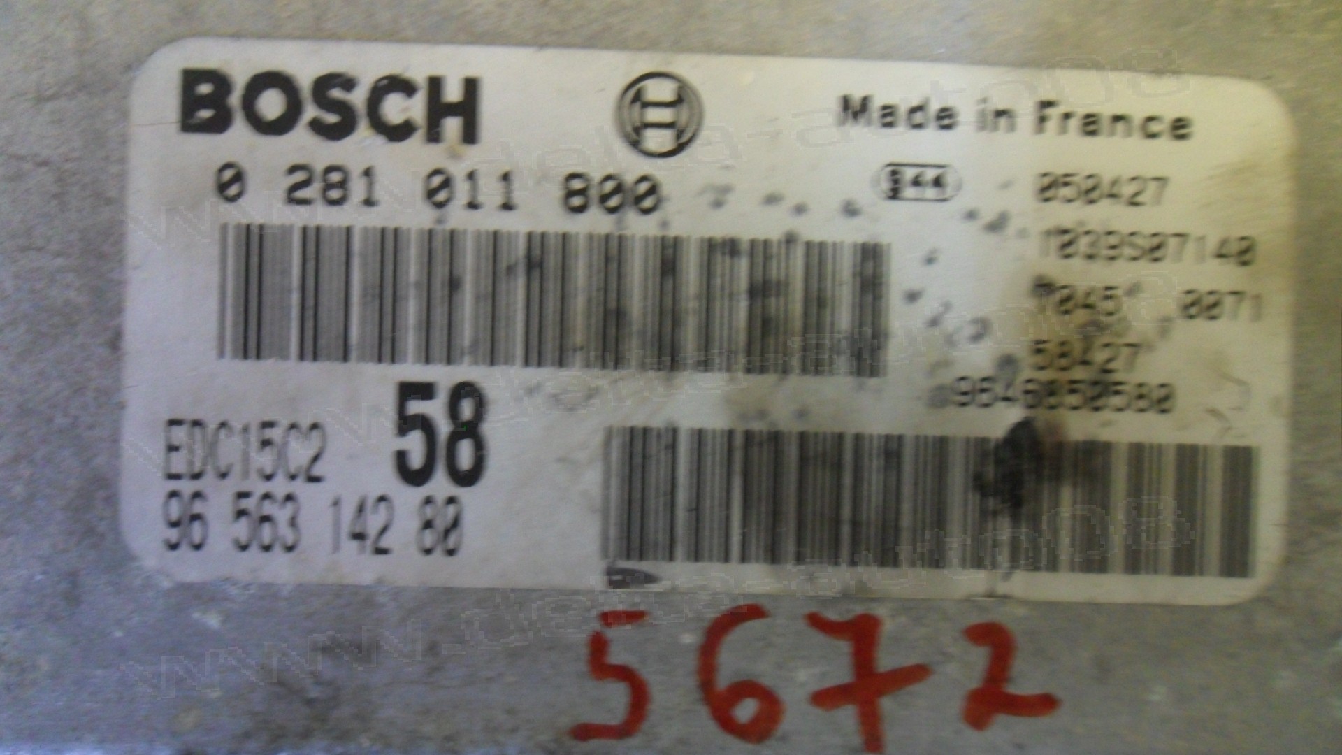 Компютър двигател за Fiat Ulysse 2.2 JTD, Citroen, Peugeot, 2.0 HDI, 0 281 011 800, 0281011800, 96 563 142 80, 9656314280, 1039S07140