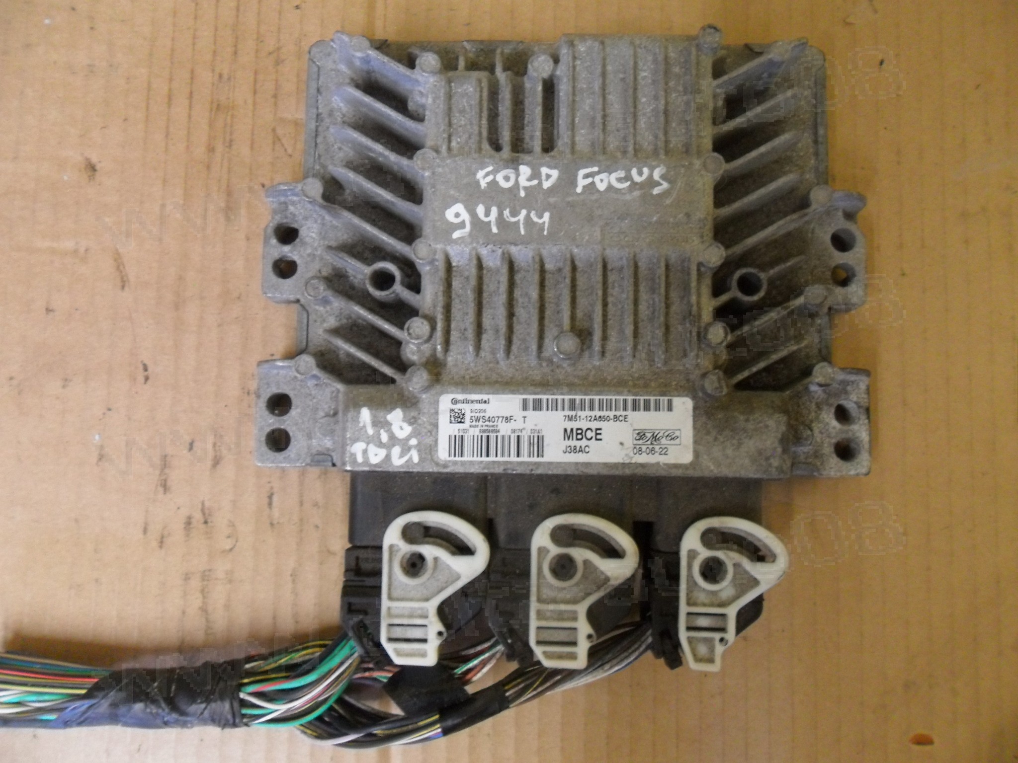 Компютър двигател за Ford Focus, 1.8 TDCI, 2005-2012г., 5WS40778F-T, 5WS40778FT, 7M51-12A650-BCE, 7M5112A650BCE 