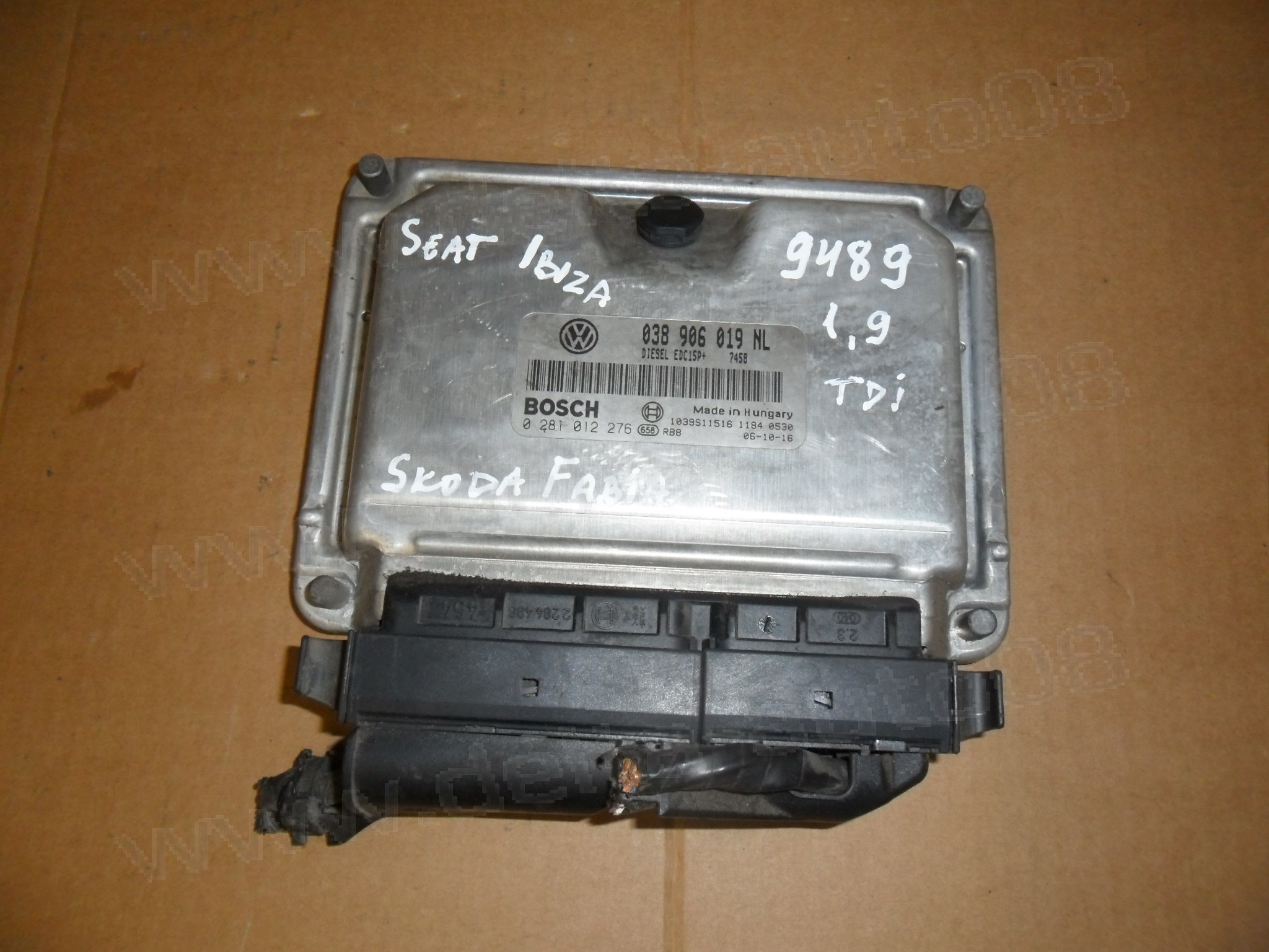 Компютър двигател за Skoda Fabia, Seat Ibiza, 1.9 TDI, 1999-2007г., 038 906 019 NL, 038906019NL, 0 281 012 276, 0281012276