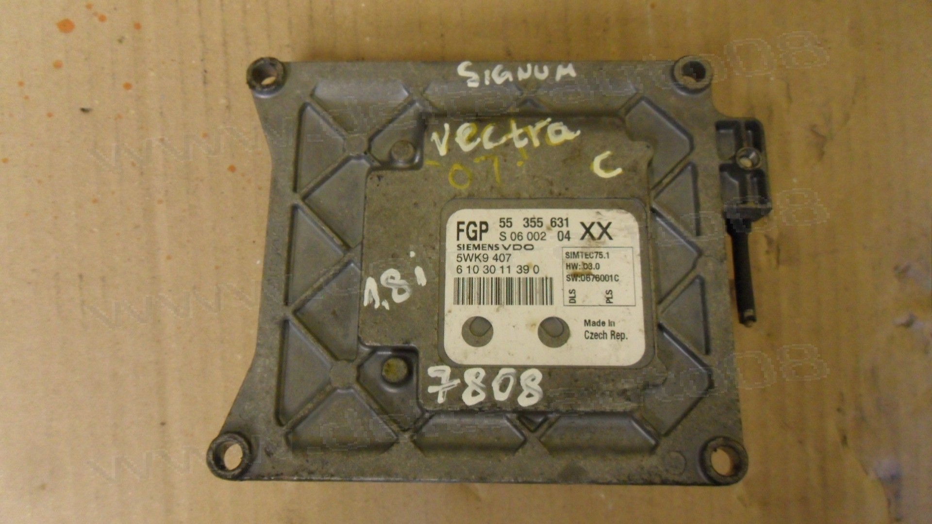 Компютър двигател за Opel Vectra C, Signum, 1.8 i, 2002-2009г., 55 355 631, 55355631, S 06 002 04, S0600204, 5WK9 407, 5WK9407, , 6 10 30 11 39 0, 6103011390 