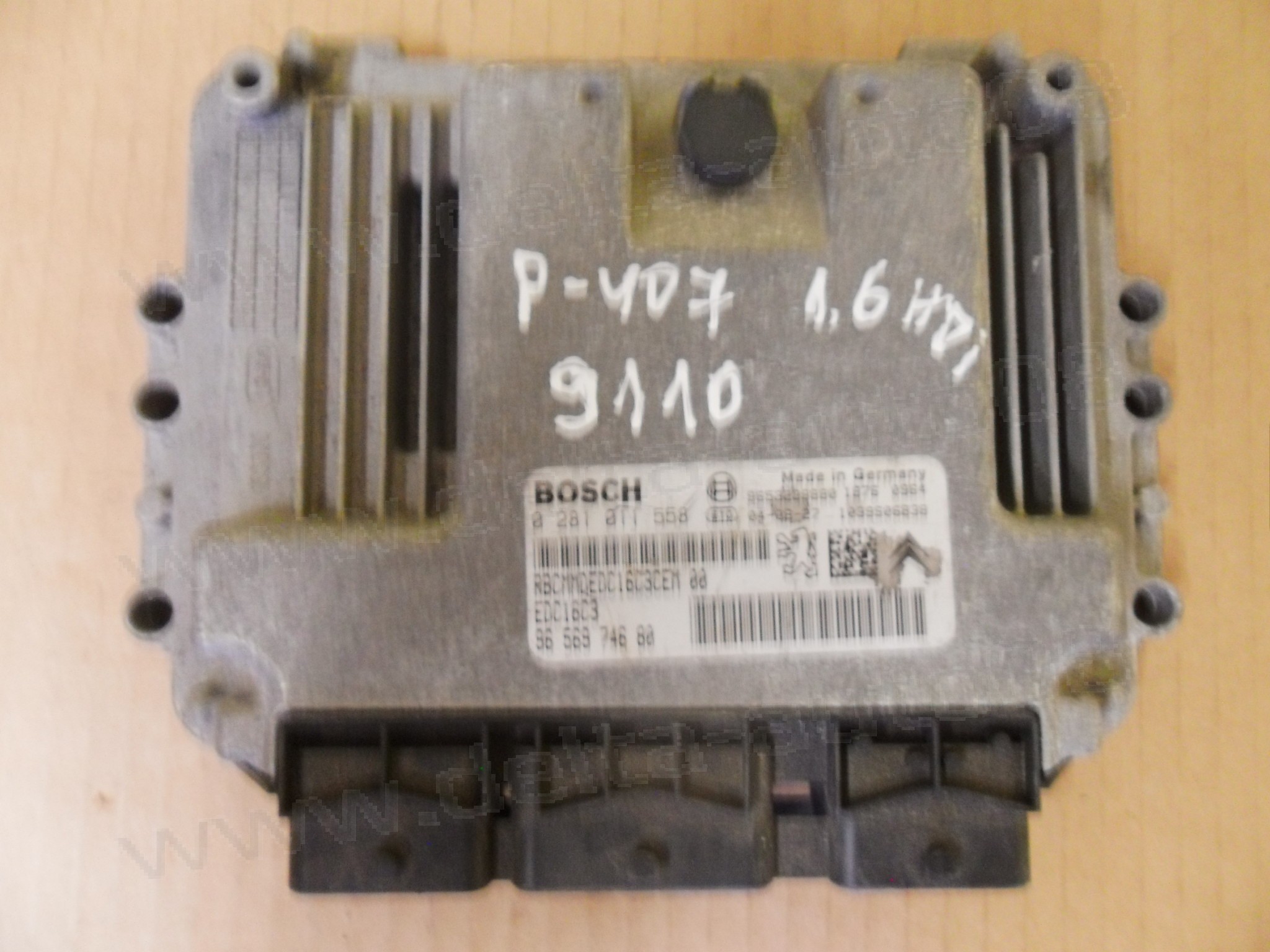 Компютър двигател за Peugeot 407, 1.6 HDI  0281011558, 0 281 011 558, 96 569 746 80, 9656974680, 9653239880, EDC16C3 