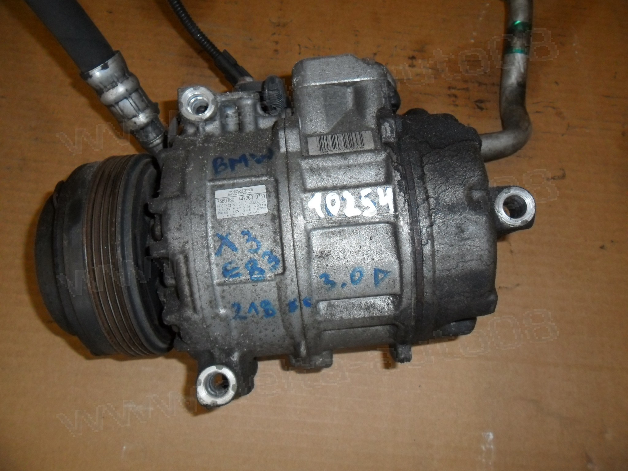Компресор климатик за BMW X3 E83, 3.0 D, 218 к.с., 2004-2011г., 447260-0781, 4472600781, 7SA8U16C 
