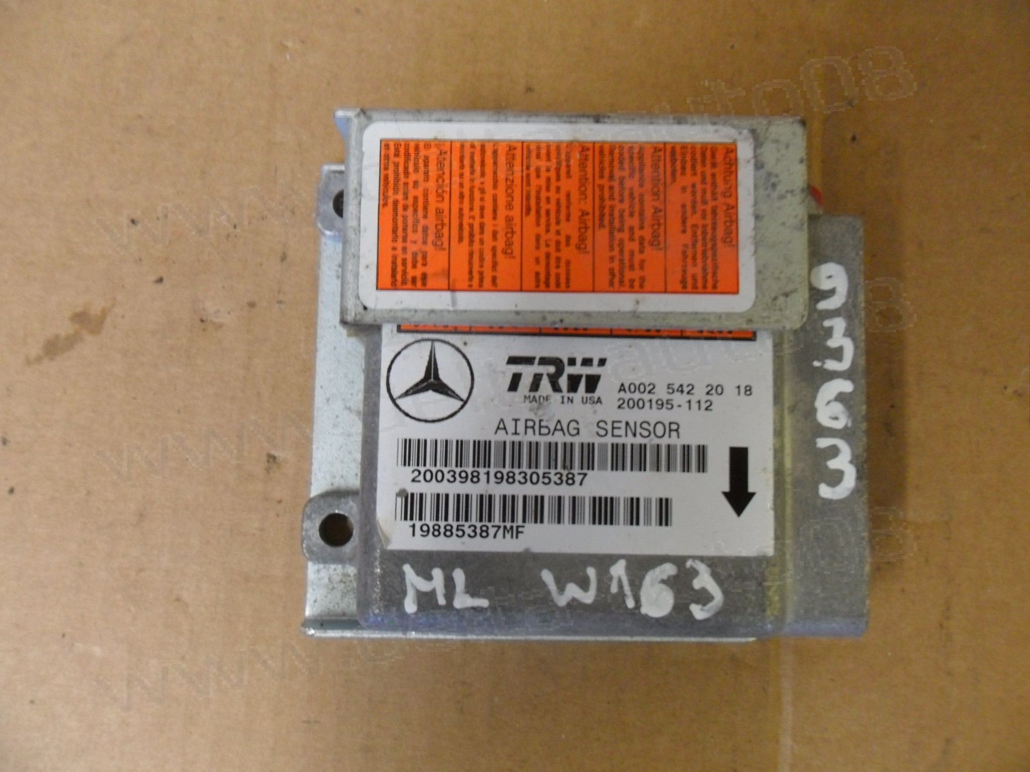 Сензор Airbag за Mercedes M-Class, ML, W163, 1998-2005г., A002 542 20 18, A0025422018, 200195-112, 200195112