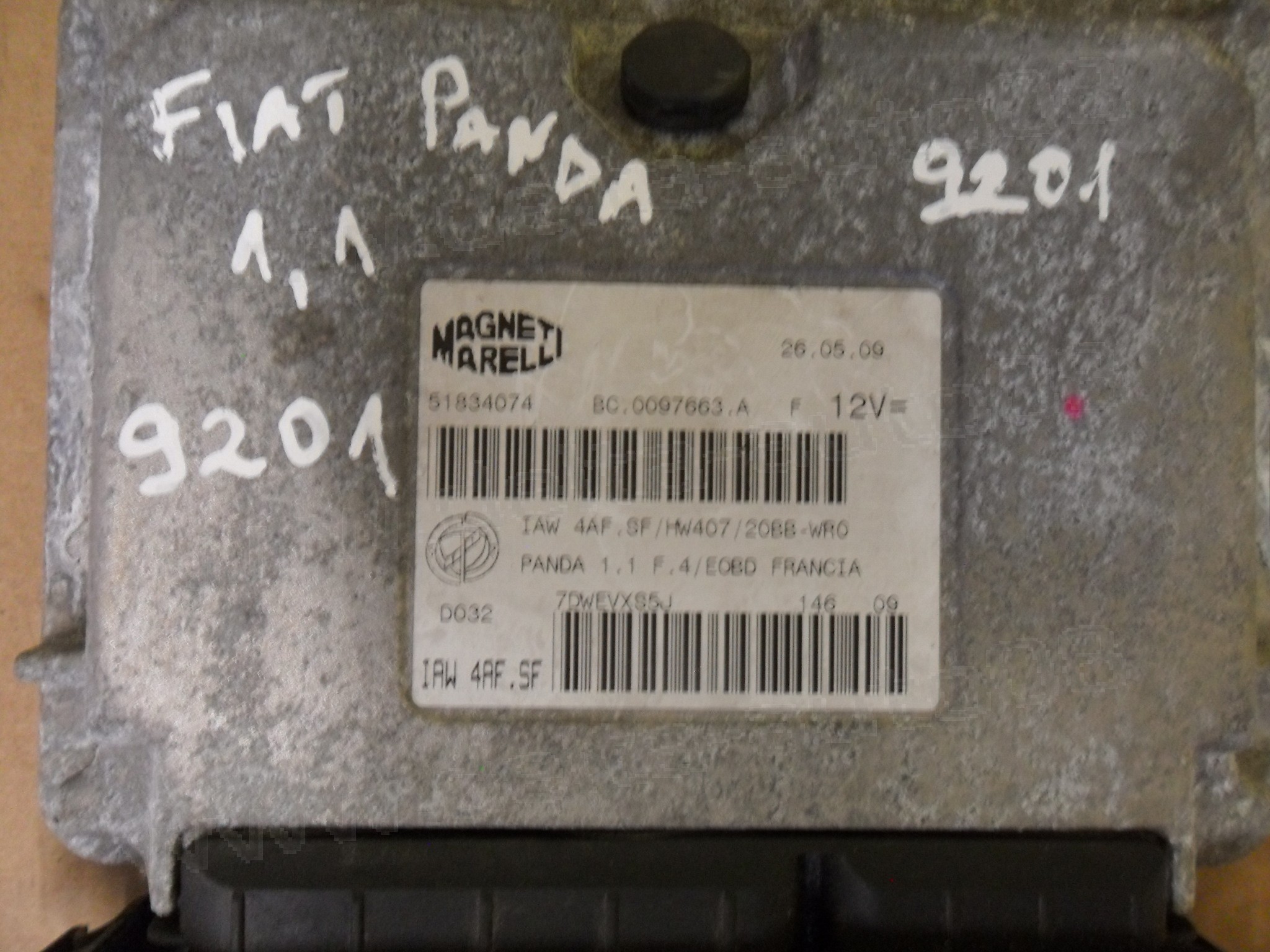 Компютър двигател за Fiat Panda, 1.1i, 2003-2012г., 51834074, BC.0097663.A, BC0097663A, IAW 4AF.SF, IAW4AFSF 