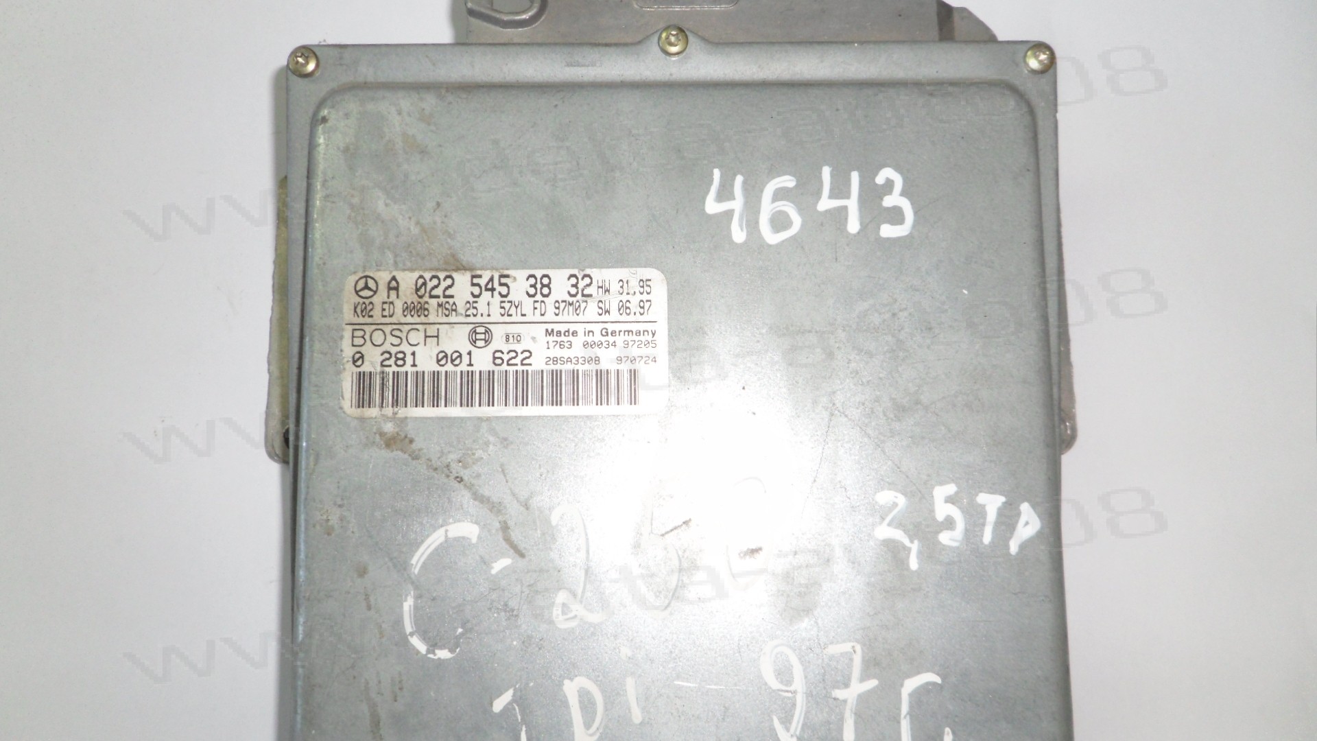 Компютър двигател за Mercedes C-Class, C250  2.5 TD, A 022 545 38 32, A0225453832, 0 281 001 622, 0281001622