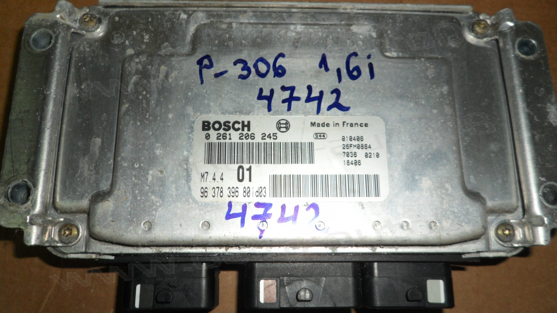 Компютър двигател за Peugeot 306 1.6i   0 261 206 245, 0261206245, 9637839680id03, 96 378 396 80i d03, 26FM0864