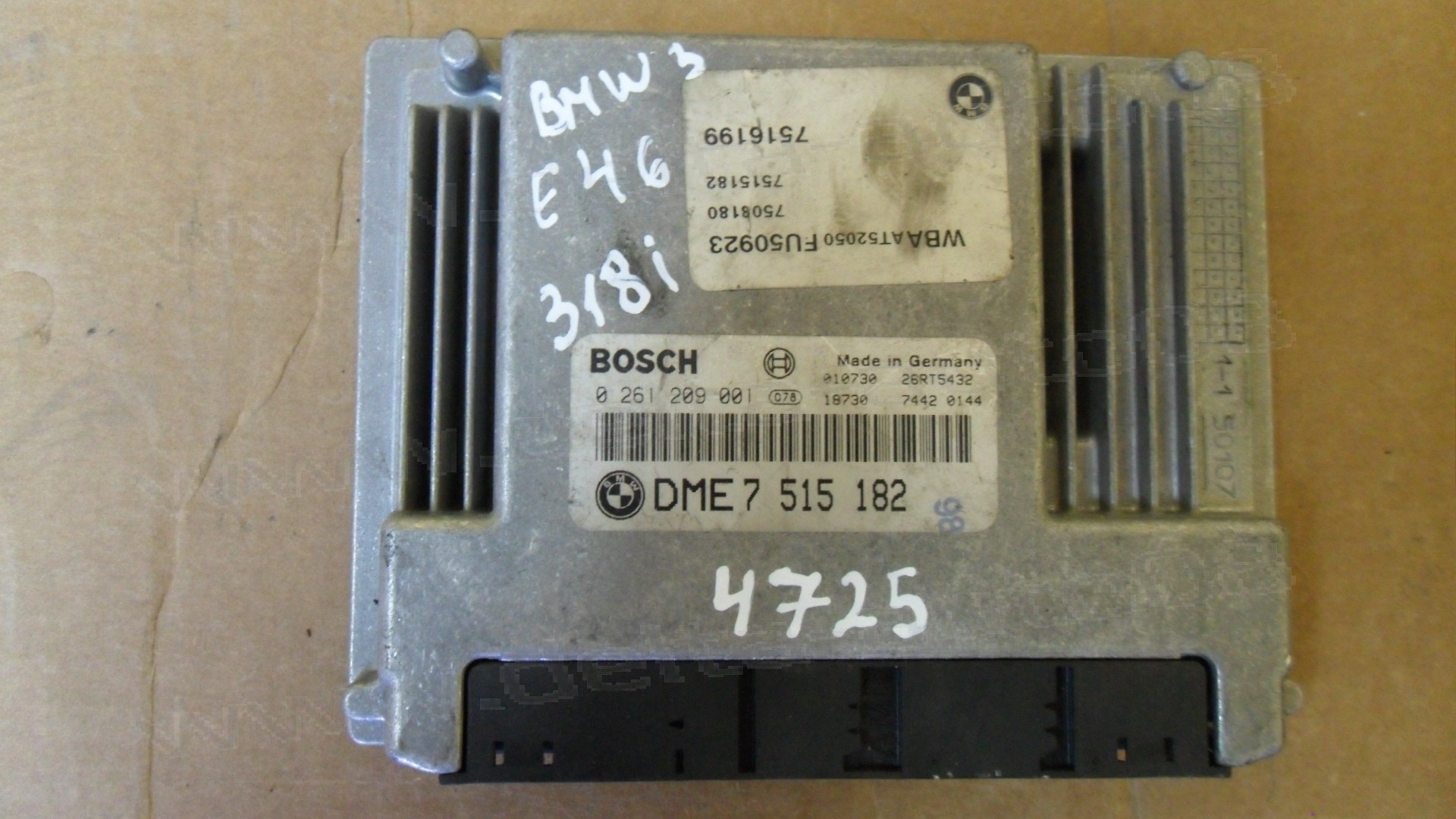 Компютър двигател за BMW 3 E46 318i, 0 261 209 001, 0261209001, DME 7 515 182, DME7515182, 26RT5432, 7516199