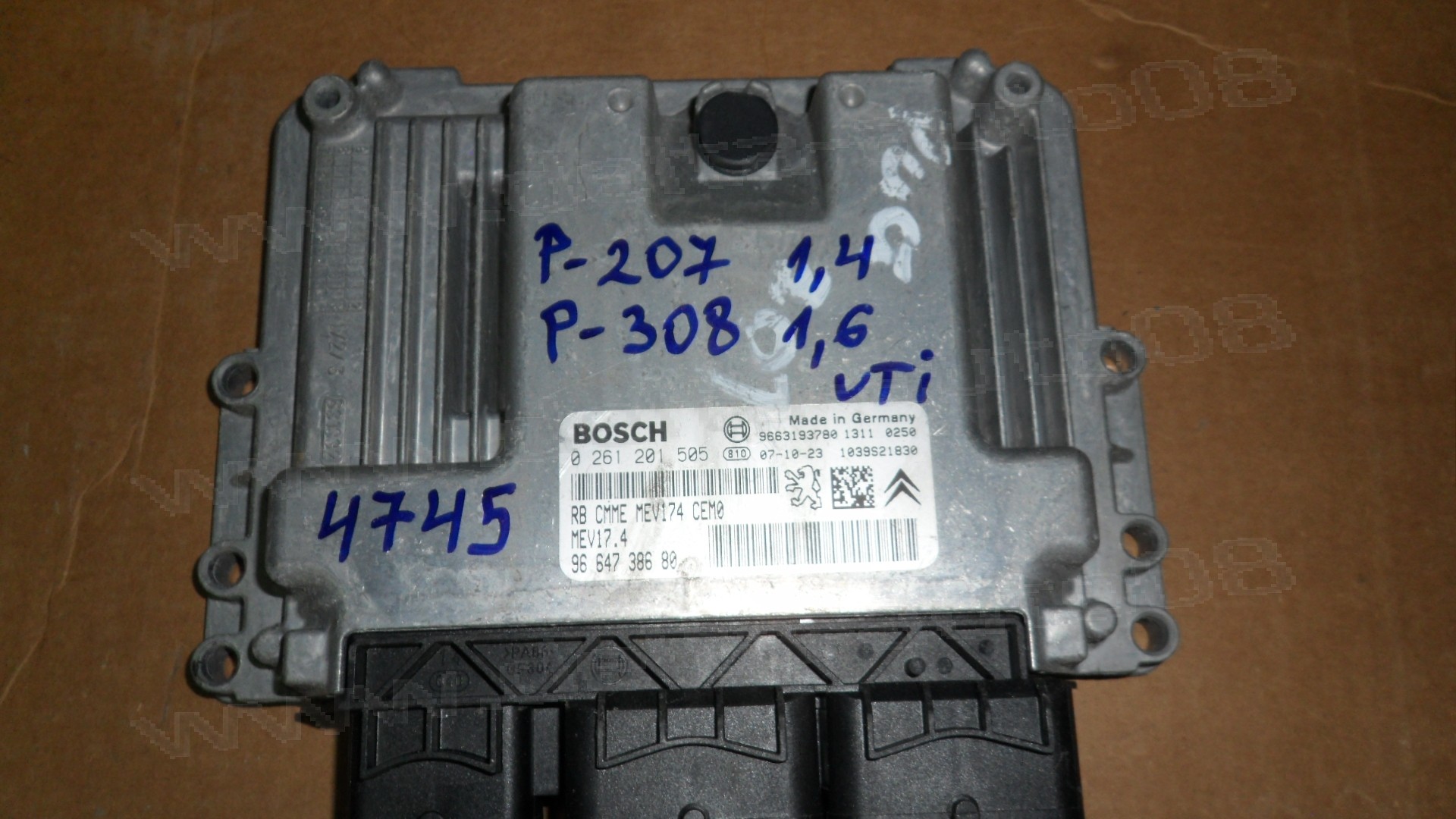 Компютър двигател за Peugeot 207, 308 1.4, 1.6 VTi  0 261 201 505, 0261201505, 96 647 386 80, 9664738680, 1039S21830