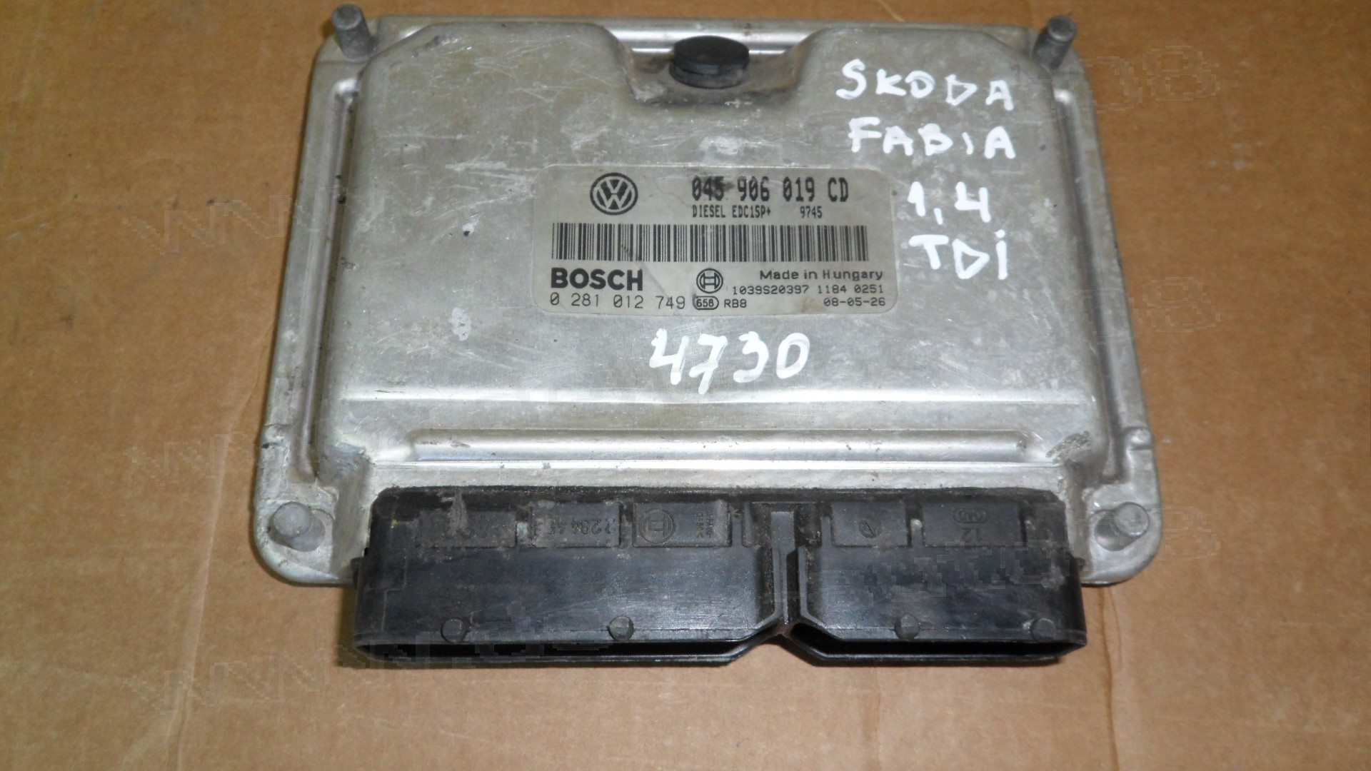 Компютър двигател за Skoda Fabia 1.4 TDi  045 906 019 CD, 045906019CD, 0 281 012 749, 0281012749, 1039S20397