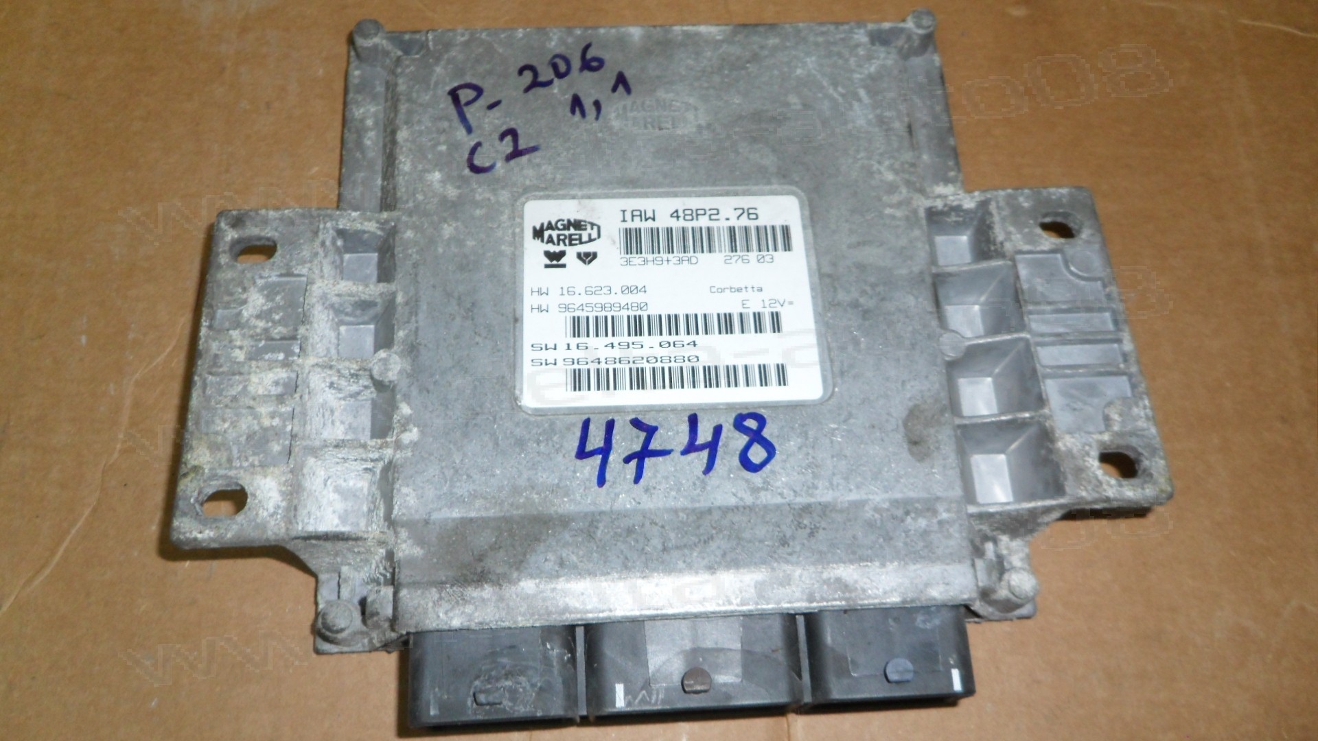 Компютър двигател за Citroen C2, Peugeot 206 1.1   HW 16.623.004, HW16623004, HW 9645989480, HW9645989480, SW 16.634.044, SW16634044, SW 9646570280, SW9646570280, IAW 48P2.7H, IAW48P27H 