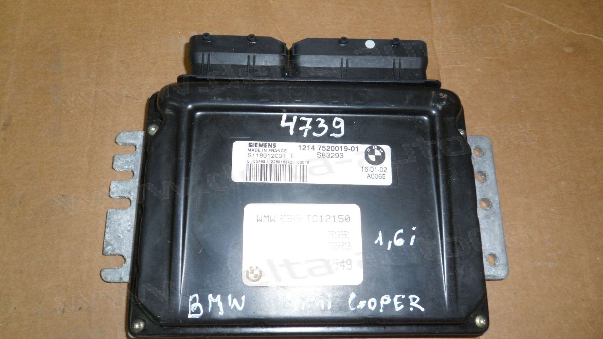 Компютър двигател за BMW, Mini Cooper 1.6i   S118012001 L, S118012001L, 583293, 7520019-01, 752001901, 7520019 01 
