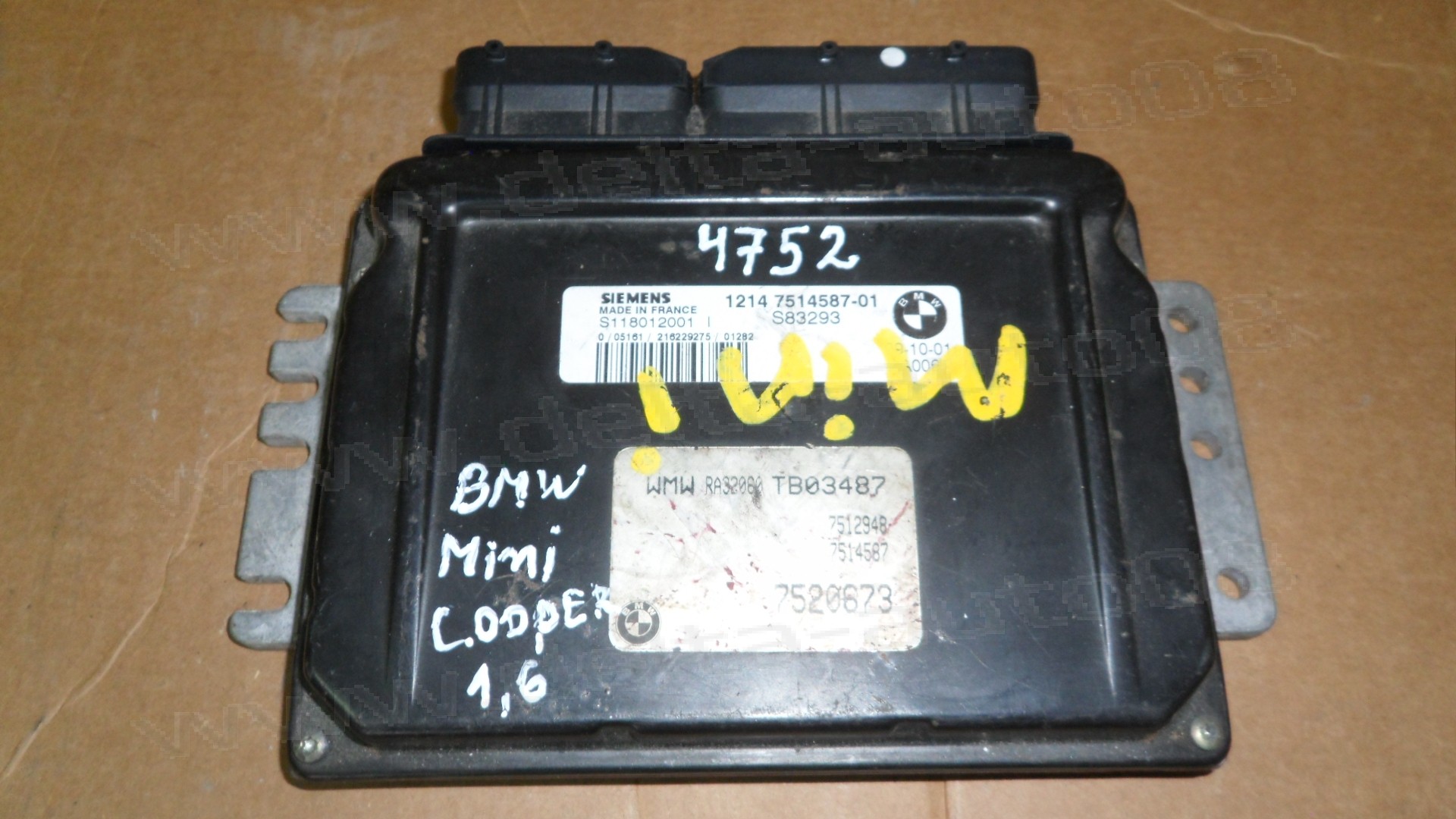 Компютър двигател за BMW, Mini Cooper 1.6   S118012001 I, S118012001I, S118012001, 1214 7514587-01, 1214751458701, S83293