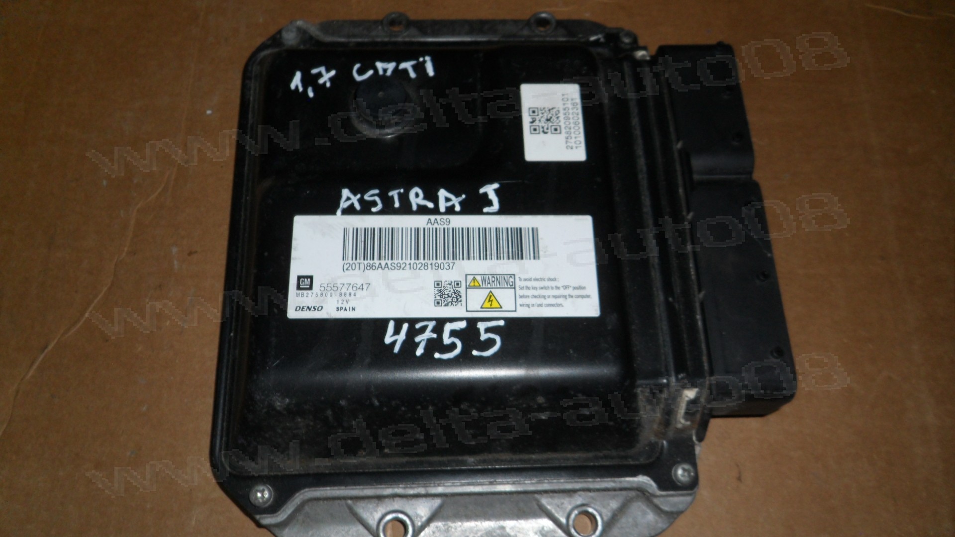 Компютър двигател за Opel Astra J, 1.7 CDTi, 2010-2015г.,  55577647, MB275800-8884, MB2758008884, MB275800 8884