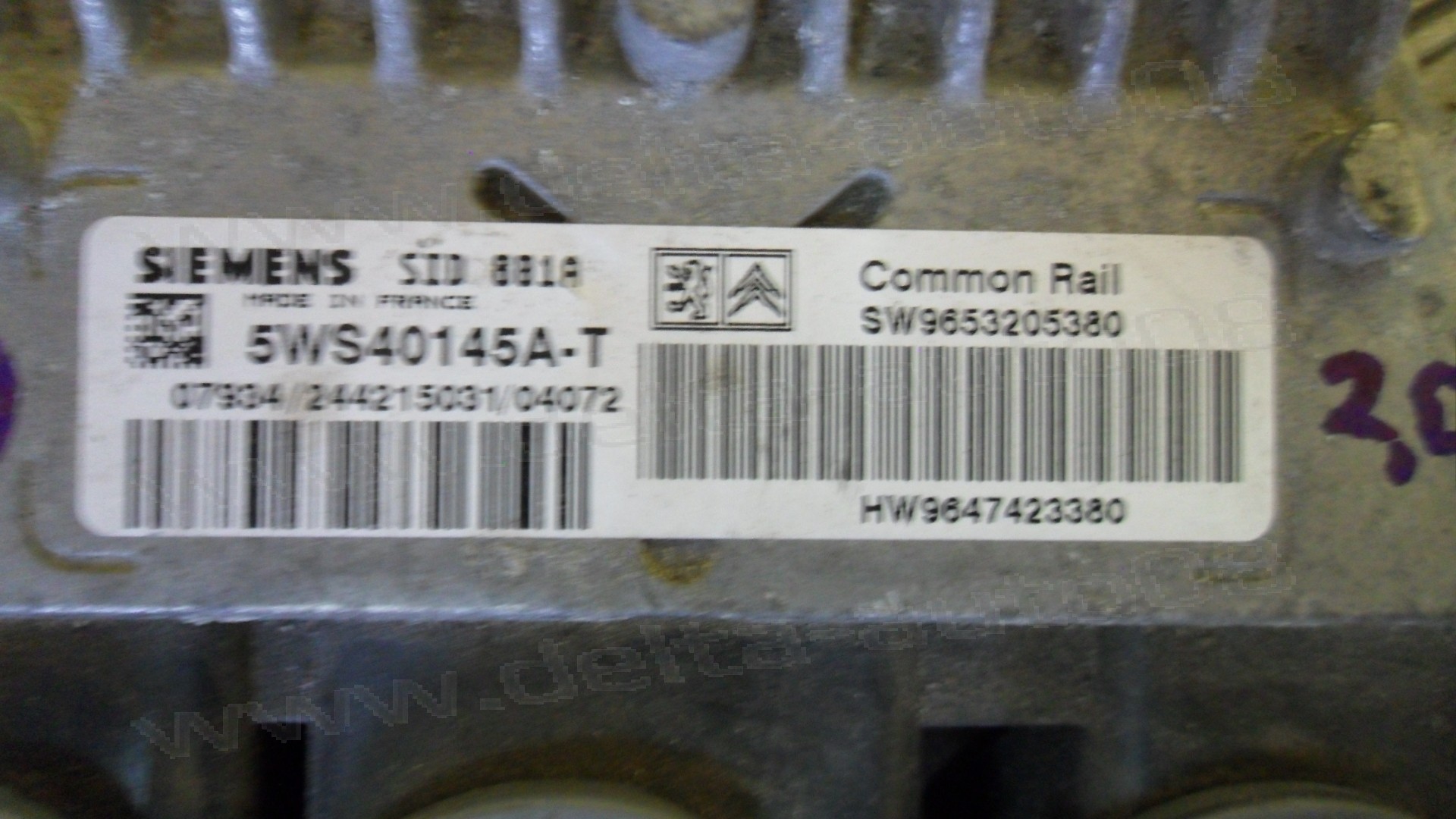 Компютър двигател за Peugeot 307  2.0 HDI, 5WS40145A-T, 5WS40145AT, SW9653205380, HW9647423380, SID 801A, SID801A