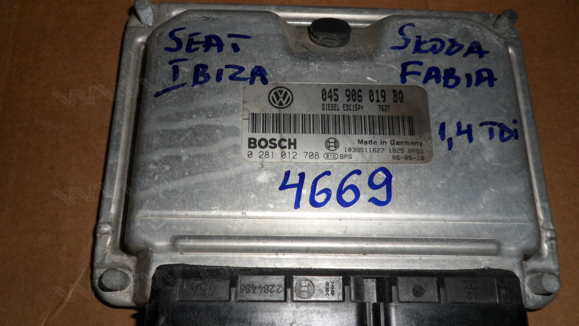 Компютър двигател за Seat Ibiza, Skoda Fabia 1.4 TDi  045 906 019 BQ, 045906019BQ, 0 281 012 708, 0281012708, 1039S11627