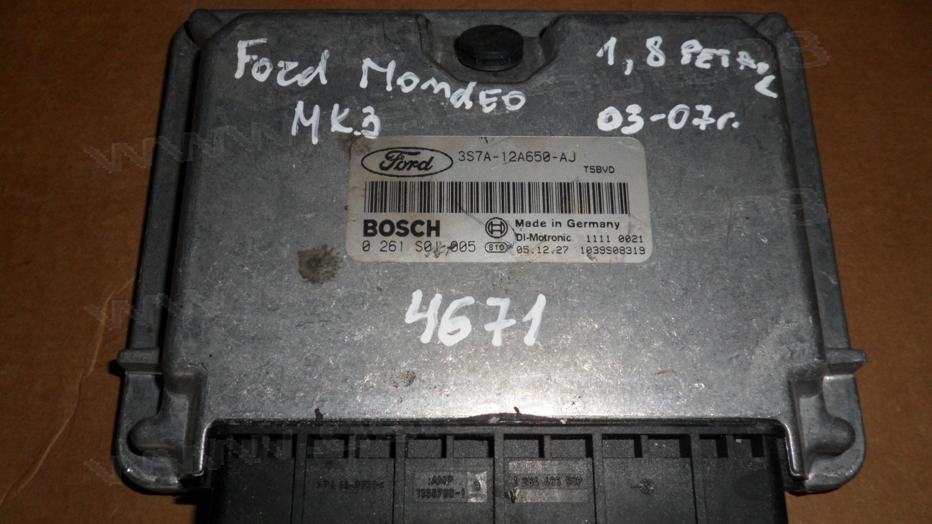 Компютър двигател за Ford Mondeo MK3 1.8 Petrol  2003-2007г., 3S7A-12A650-AJ, 3S7A12A650AJ, 0 261 S01 005, 0261S01005, 3S7A 12A650 AJ