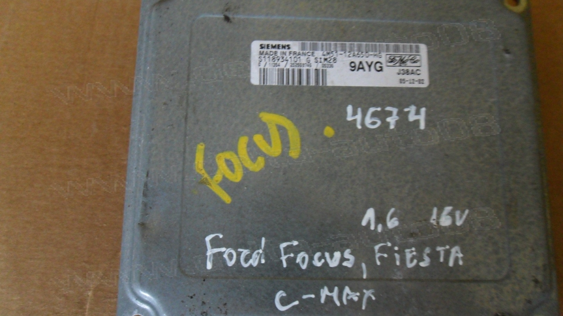 Компютър двигател за Ford Focus, Fiesta, C-Max 1.6 16V  2002-2005г., 4M51-12A650-HG, 4M51 12A650 HG, 4M5112A650HG, S118934101 G, S118934101G, S118934101