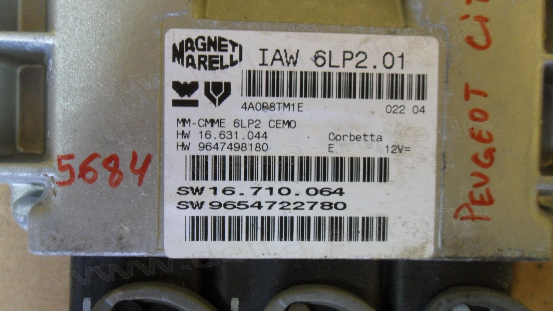 Компютър двигател за Citroen, Peugeot, 1.4, IAW 6LP2.01, IAW6LP2.01, IAW6LP201, HW 16.631.044, HW16631044, HW 9647498180, HW9647498180, SW16.710.064, SW16710064, SW9654722780