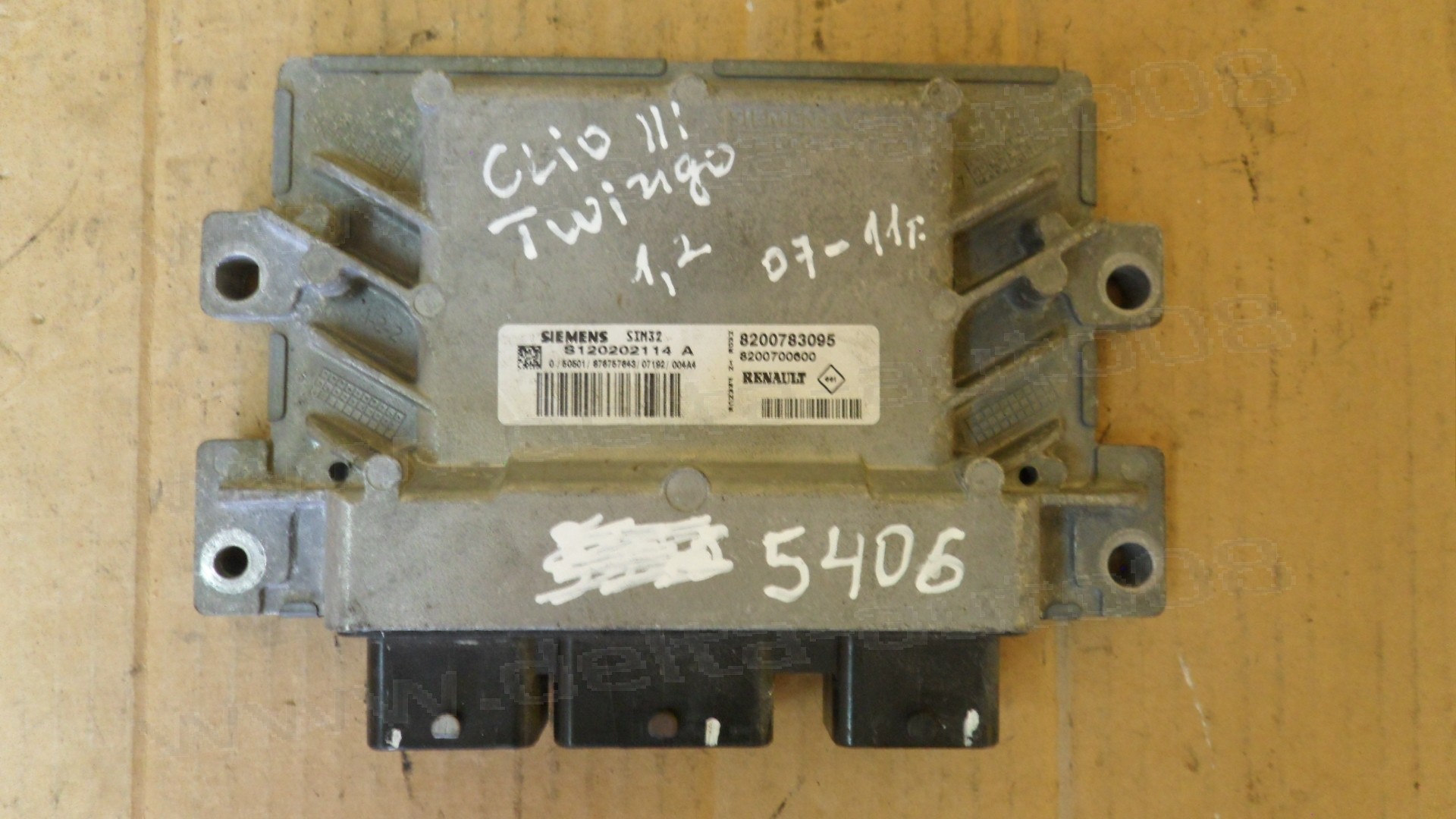 Компютър двигател за Renault Clio, Twingo 1.2, 2007 - 2011г., SIM32, S1202021 14A, S120202114A, 8200783095, 8200700600