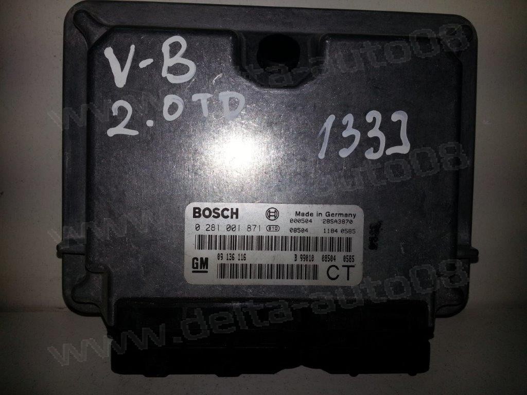 Компютър двигател за Opel Vectra B 2.0 DTI,  0281001871,  09136116, 0 281 001 871, 09 136 116