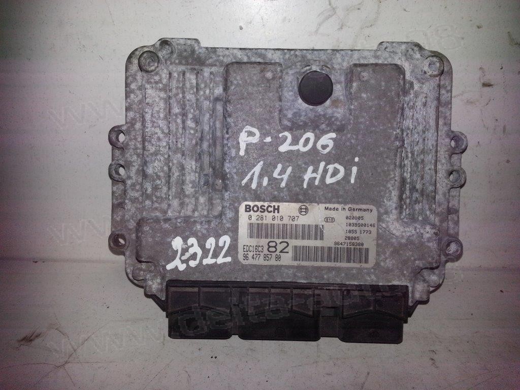 Компютър двигател за Peugeot 206, 1.4 HDI,  0281010707, 9647785780,  9647158380, 0 281 010 707, 1039S00146