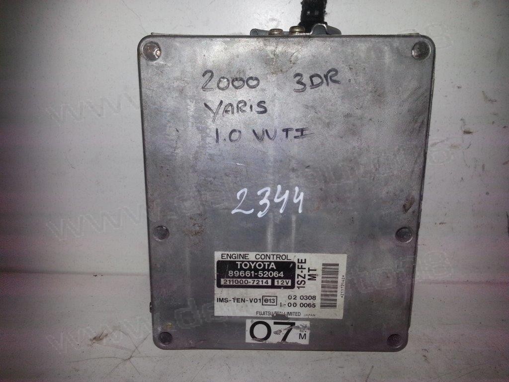 Компютър двигател за Toyota Yaris 1.0 16V, 1999г. - 2005г., 89661-52064, 211000-7214, 8966152064, 2110007214