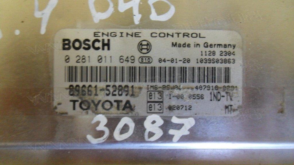 Компютър двигател за Toyota Yaris 1.4 D4D   0281011649   89661-52891