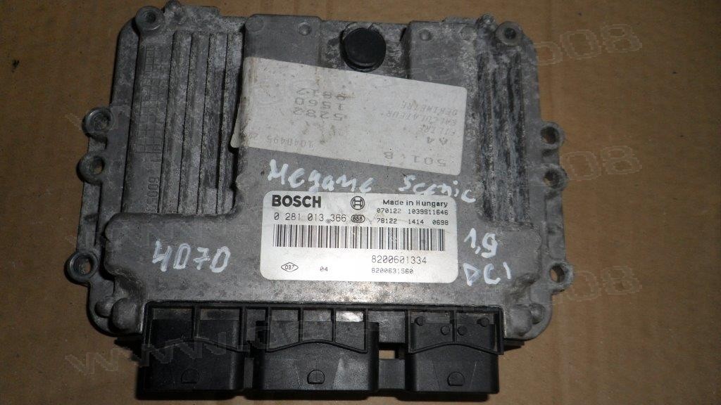 Компютър двигател за Renault Megane II 1.9 DCi,  0281013366, 0 281 013 366, 1039S11464, 8200601334, 8200631560