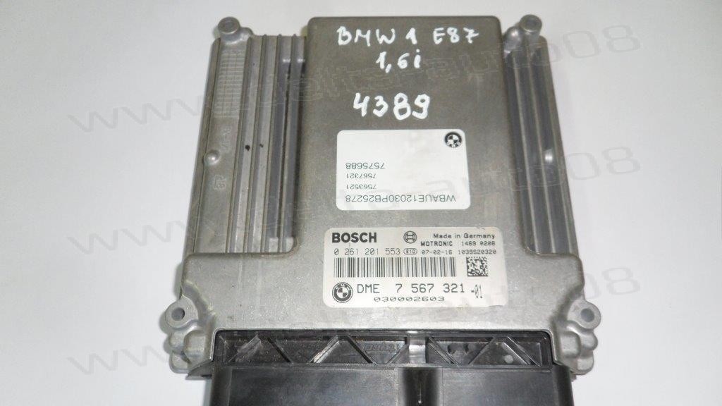 Компютър двигател за BMW 1  Е87 1.6i Diesel   0 261 201 553, 7 567 321-01, 7 567 321, 0261201553, 756732101, 7567321