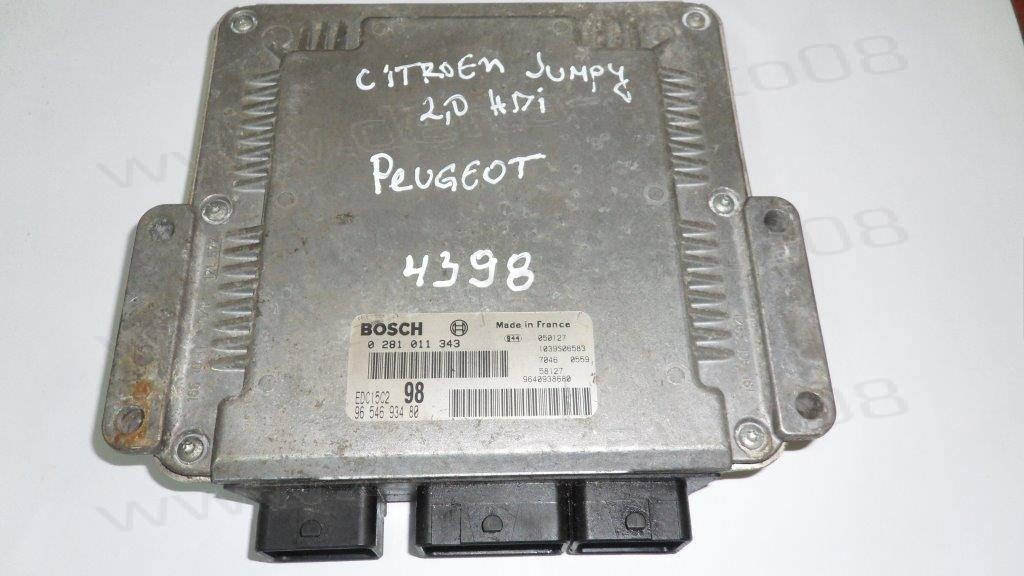 Компютър двигател за Citroen Jumpy, Peugeot 2.0 HDI  1994 - 2006г.   0 281 011 343, 0281011343, 96 546 934 80