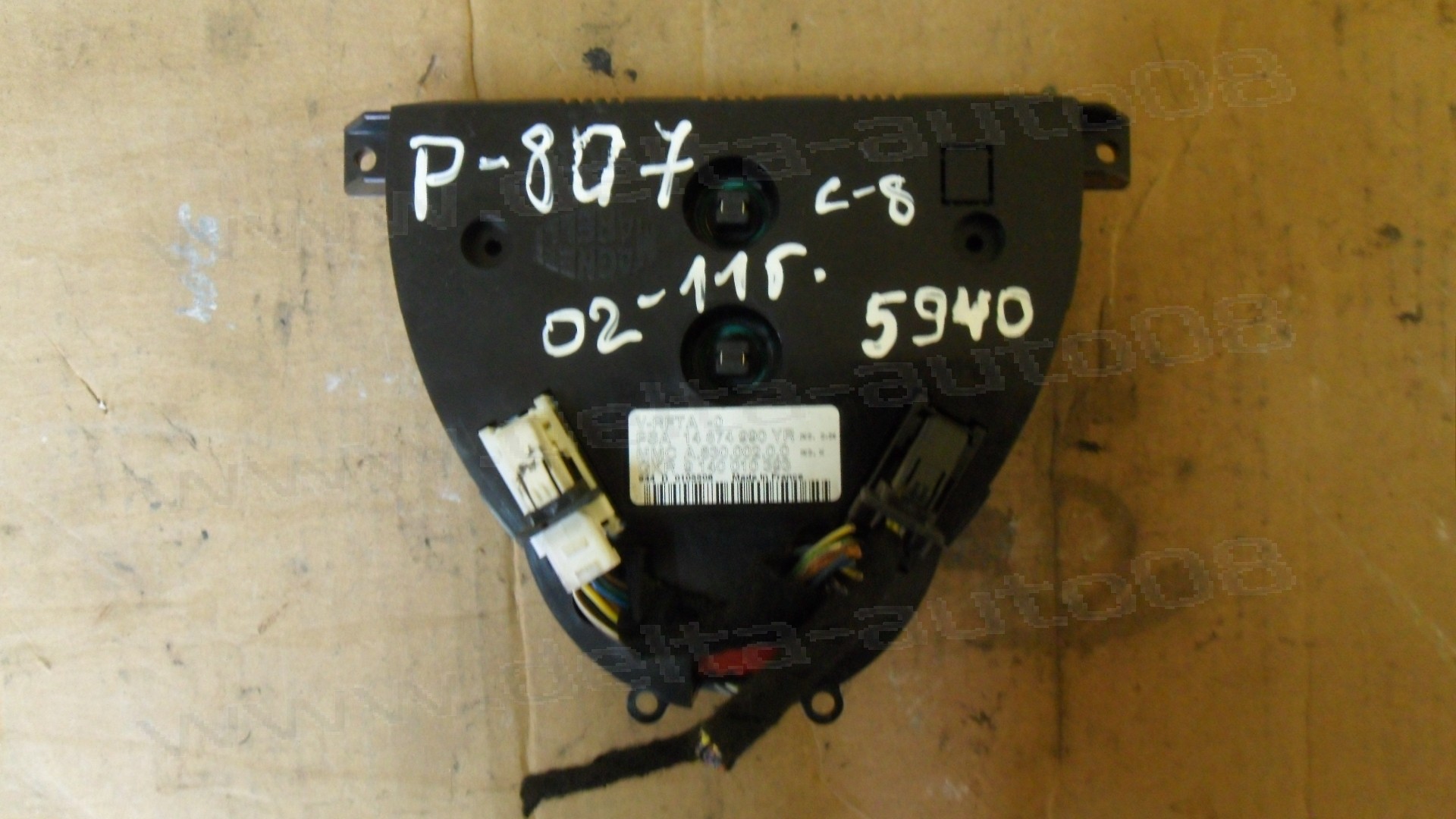 Панел контрол климатик за Citroen C8, Peugeot 807, 2002-2014г., 14 874 990 YR, 14874990YR, 9 140 010 393, 9140010393, A.830.002.0.0, A83000200, H40S30X12