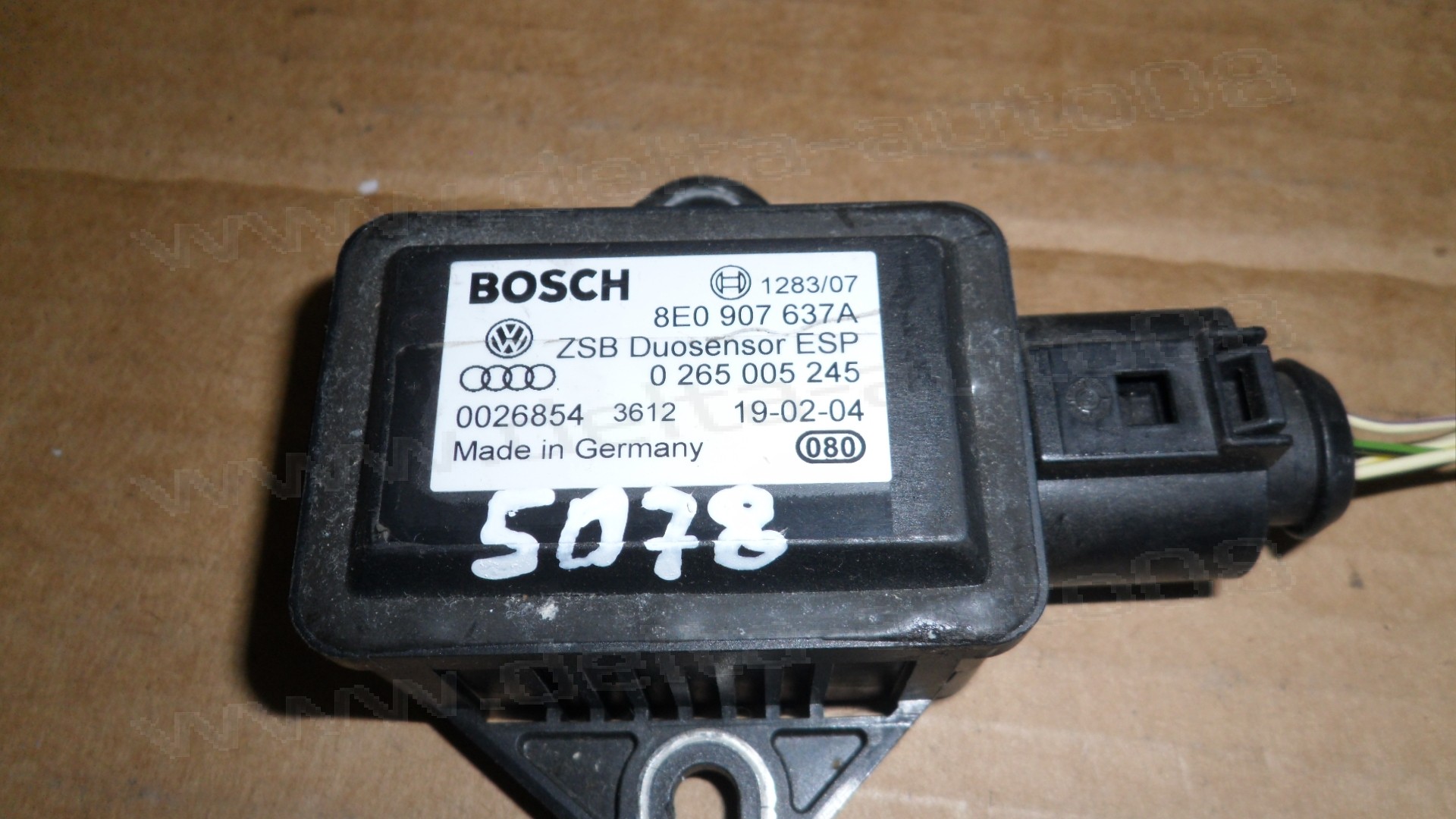 Сензор ESP за Audi A4, A8 2.0, 4.0 TDi, VW Passat   8E0 907 637A, 8E0907637A, 0 265 005 245, 0265005245, 1 275 100 384, 1275100384