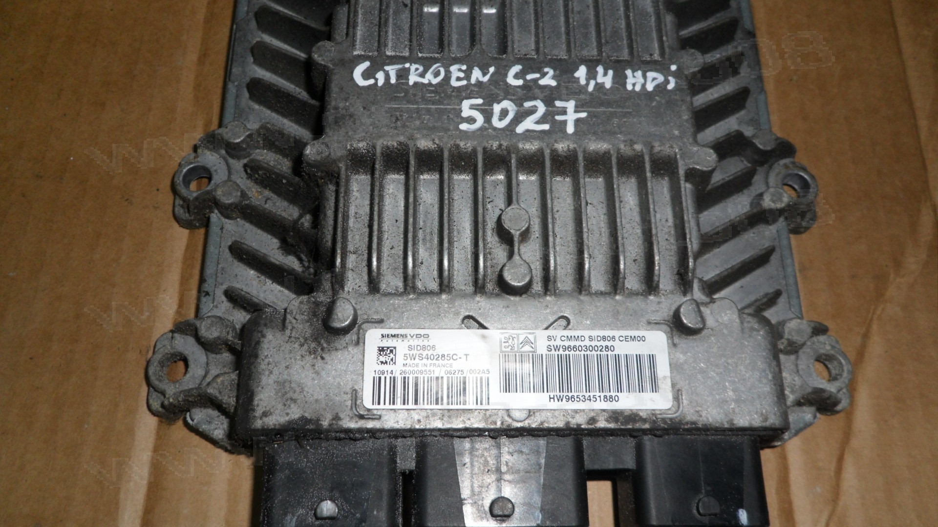 Компютър двигател за Citroen C2 1.4 HDi 2003-2009г., SID806, 5WS40285C-T, 5WS40285CT, SW9660300280, HW9653451880