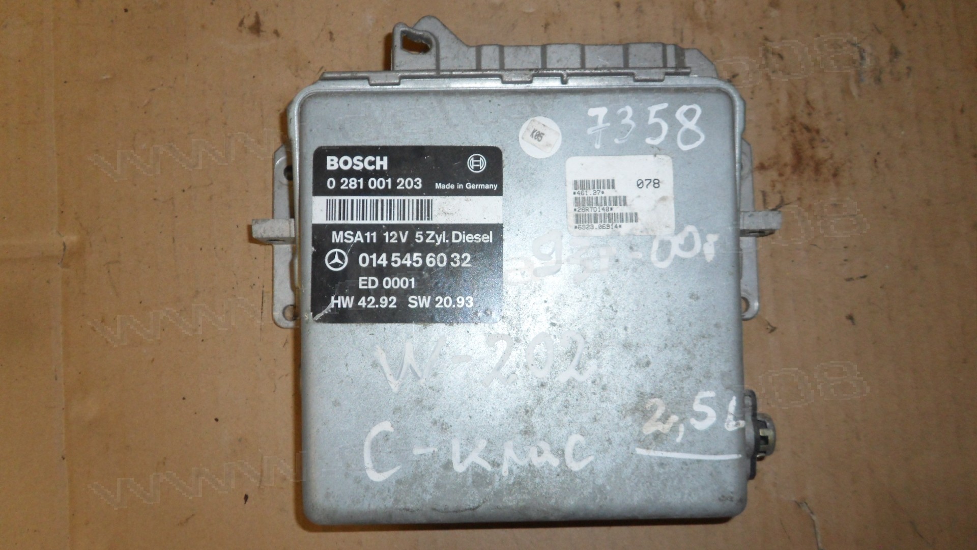 Компютър двигател за Mercedes C-Class, W202, 1993-2000г., 0 281 001 203, 0281001203, 014 545 60 32, 145456032
