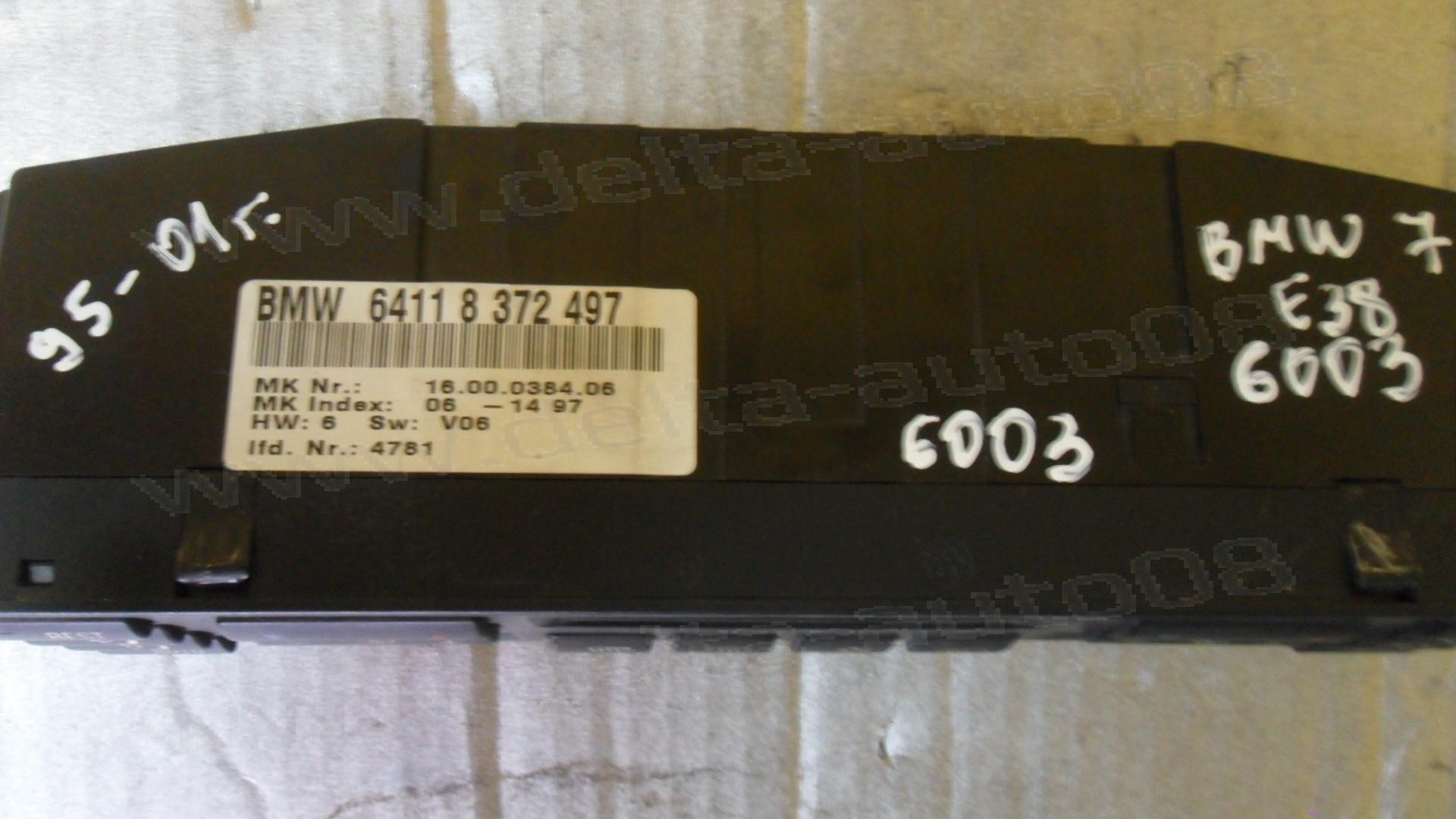 Панел контрол климатик за BMW 7, E38, 1995-2001г., 6411 8 372 497, 64118372497, 16.00.0384.06, 1600038406