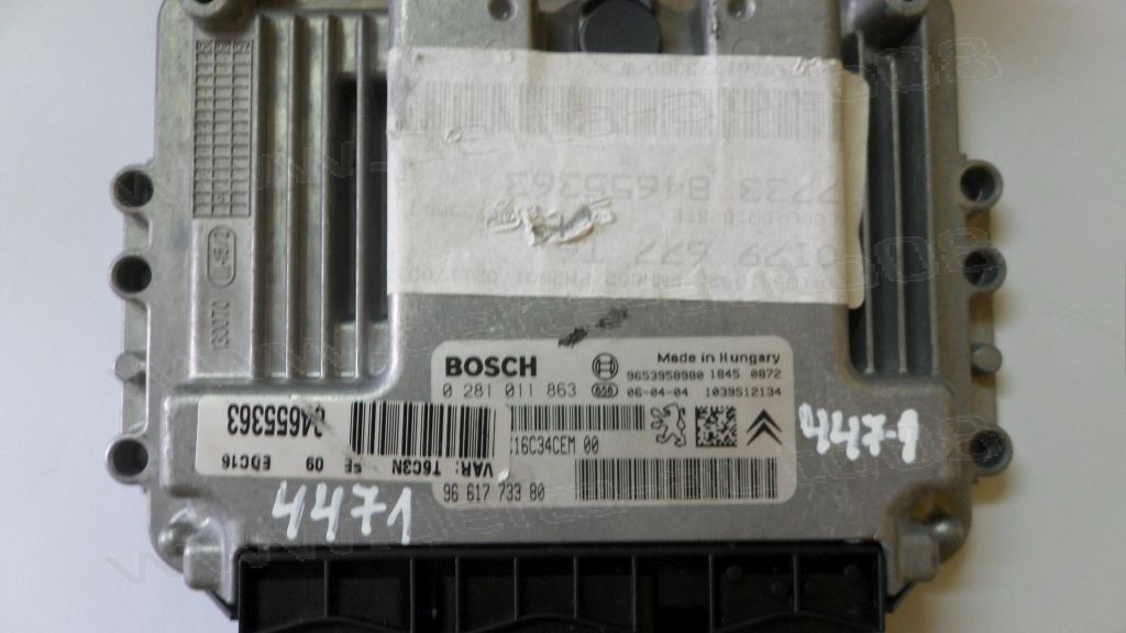 Компютър двигател за Peugeot 307, Citroen C4  1.6 HDi  0 281 011 863, 0281011863, 96 617 733 80, 9661773380, 9653958980, 1039S12134 